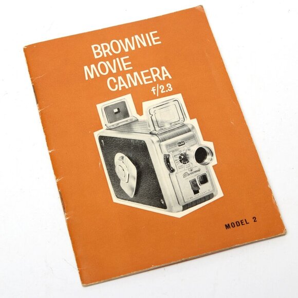 Vintage Kodak Brownie Movie Camera MANUAL Model 2 Ephemera 1960s Orange Brown - Picture 1 of 4